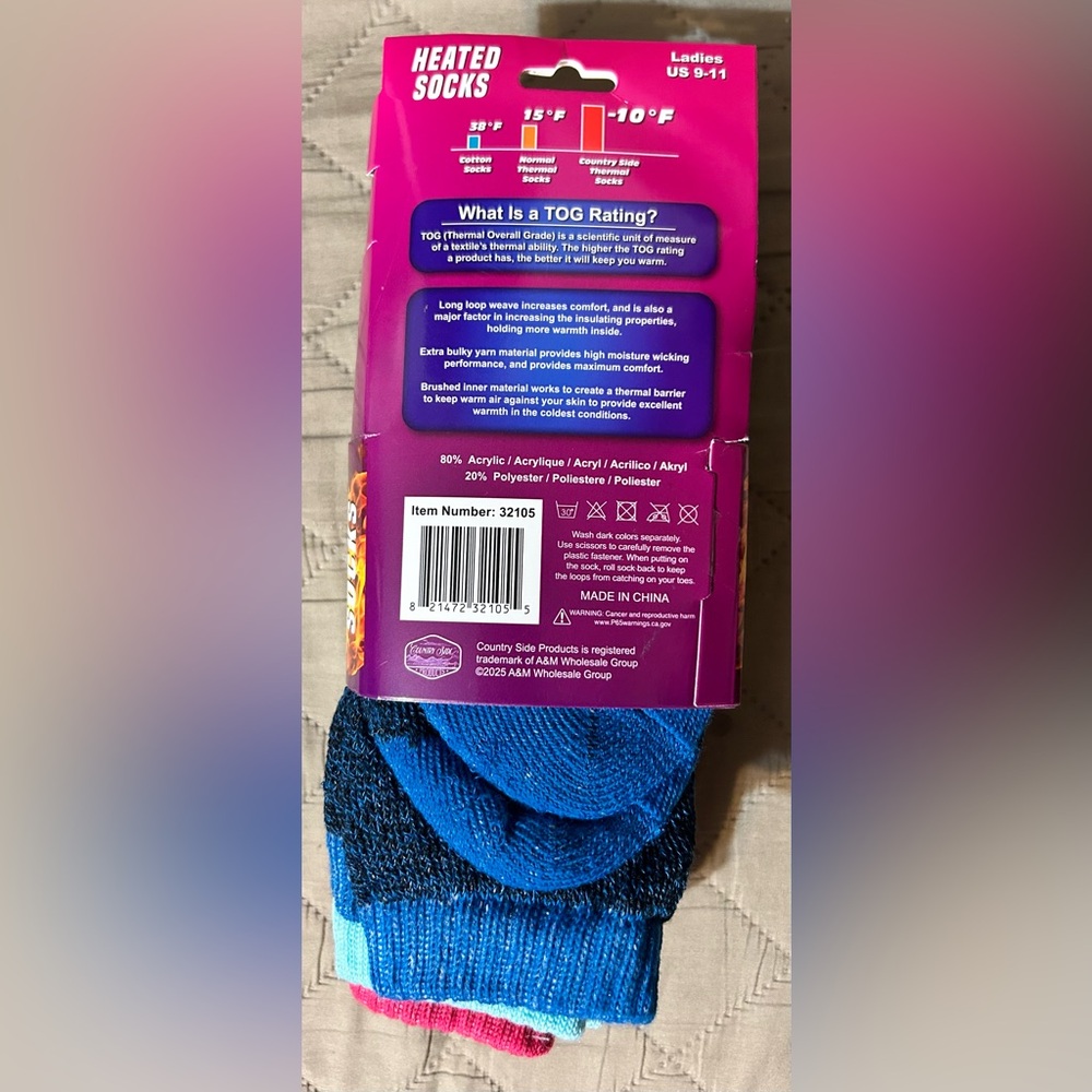 Women’s 3 pack Heated Socks - Picture 3 of 4